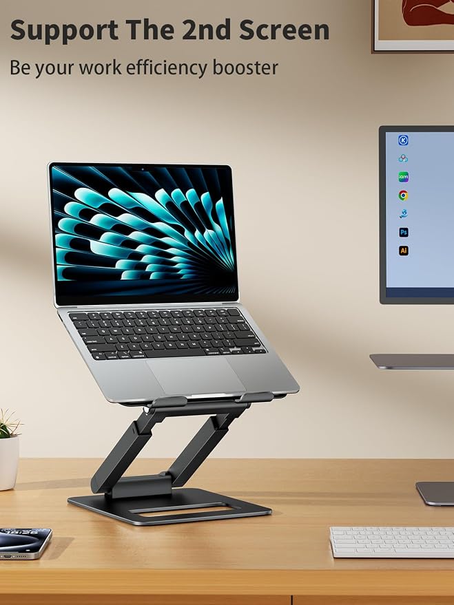 tounee Laptop Stand for Desk Adjustable Height, Telescopic Computer Stand with Pull Out Design Ergonomic Laptop Riser Fits All Laptops 10-17"-Black - Image 8