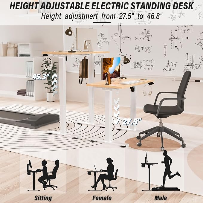 Kingant Standing Desk, 40x24 Inch Electric Height Adjustable Computer Desk | Ergonomic Small Sit Stand Desk Rising Desks for Home Office Stand Up Desk Computer Workstation with Cable Management - Image 3