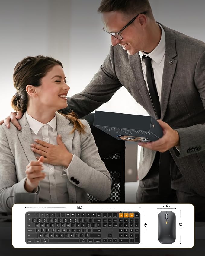 ProtoArc KM100-A Backlit Bluetooth Keyboard Mouse Combo for Mac, Black | Full-Size Mac Layout with Numeric Keypad, 3-Level White Led Backlight, 3-Device Bluetooth, Rechargeable Keyboard and Mouse - Image 8