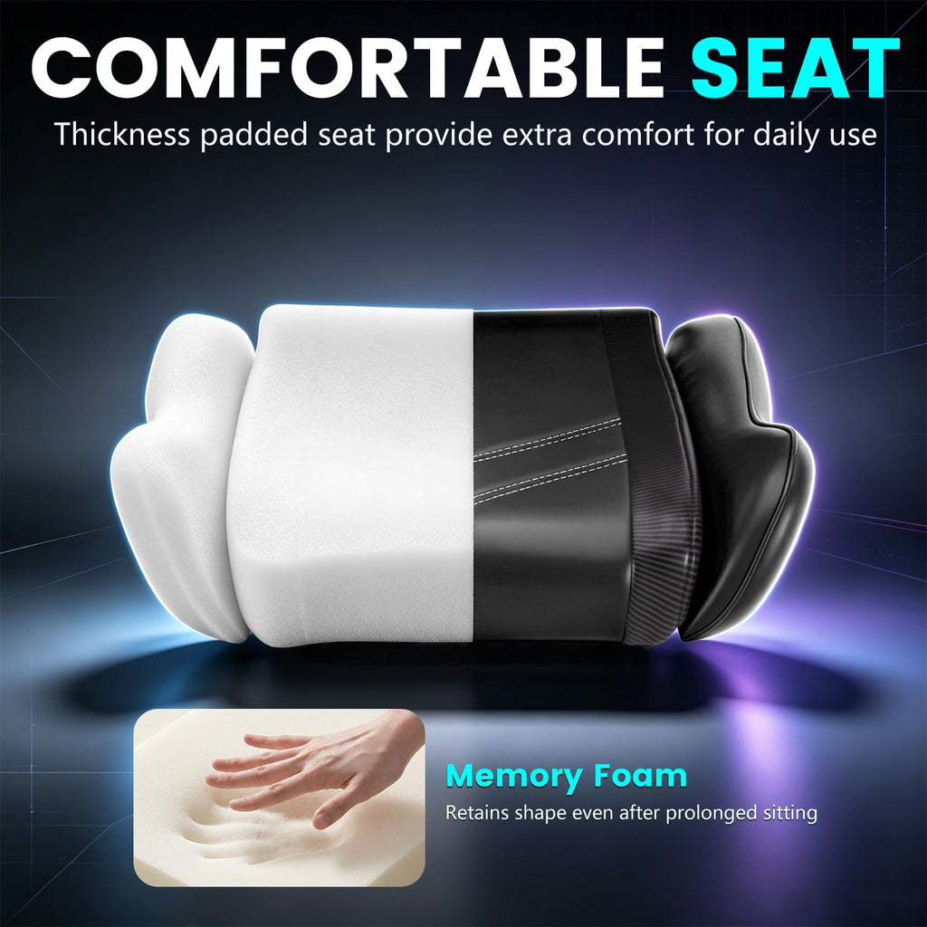 BestOffice | Ergonomic Gaming Chair | Dark Black | Reclining Computer Chair with Lumbar Support, Headrest Pillow, Adjustable Footrests | 360 Swivel with Heavy Duty Wheels | for Home & Office - Image 5
