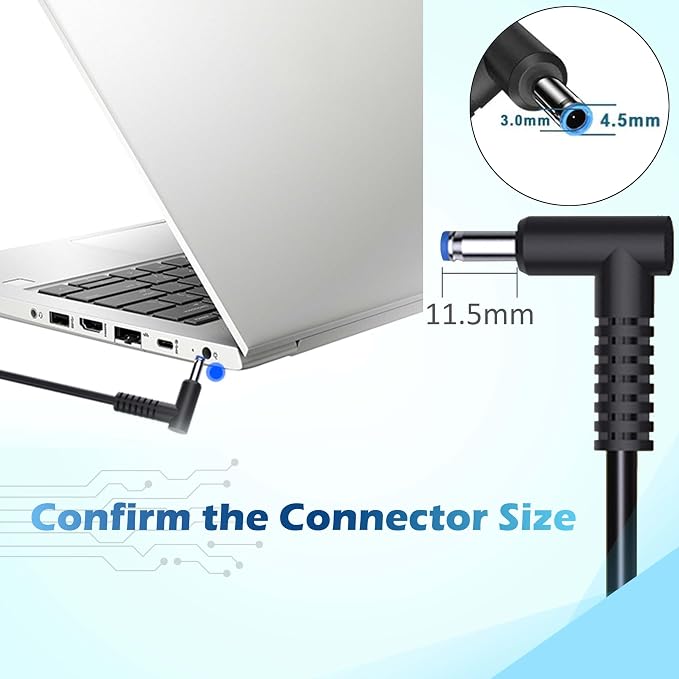 65W Laptop Charger Compatible with HP Envy 13 15 15t 15m 17-j X360 Computer | 15-1039wm 15-1033wm 15-1010dx 15-w237cl 15-w110nr 15-ee1093cl 15m-eu0033dx 17m-ch0013dx PC Power Supply Cord, 4.5mm Blue Tip - Image 4