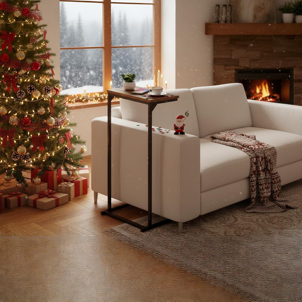 TUTOTAK C Shaped End Table Set of 2, 28.7 inch Tall Couch Small Side Table - Image 2