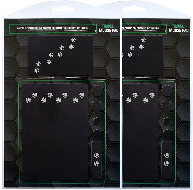 Mouse Pad Adhesive Bottom - Sticks to Any Surface - Portable - Webcam Covers Included (2 Pack - Dog PAW) by GeckoTravelTech