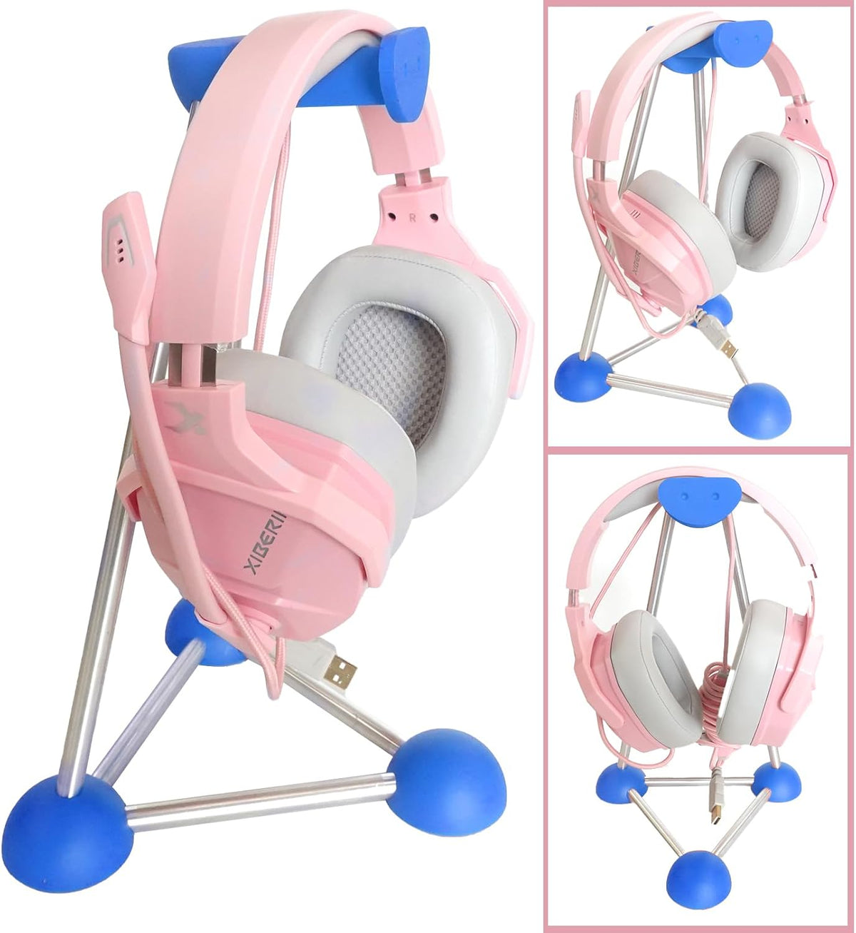Headphone Stand, Desktop Headset Holder, Desk Earphone Stand, Gaming Headsets, for SteelSeries/Logitech/HyperX/Sony/Beats/Sennheiser/Anker/Xbox, and All Headphones.(Blue) - Image 4