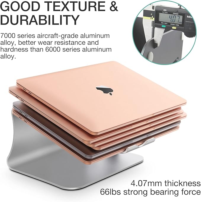 Laptop Stand, Aluminum Notebook Holder Riser Heat-Vent for MacBook Air/Pro, Dell, HP, Lenovo, Microsoft Surface, Samsung 11-16 inches Notebook (Space Silver) - Image 6