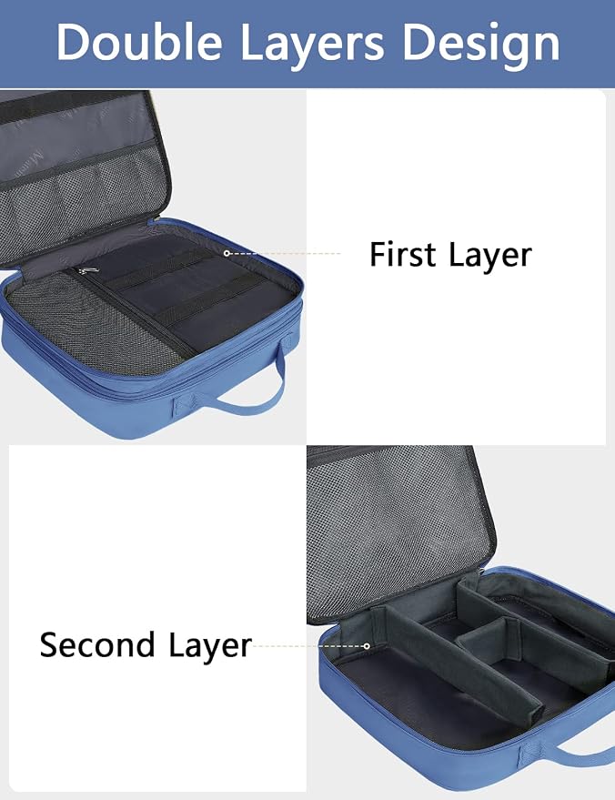 MATEIN Electronics Organizer Case, Cable Organizer Bag with Handle, Blue | Electronic Accessories Case for Cable, Cord, Tablet, Charger, Phone, Double Layers Tech Case Travel Gifts for Men and Women - Image 6