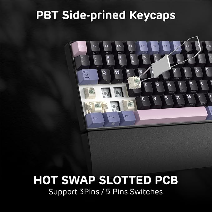 RK ROYAL KLUDGE RK96 RGB Wireless Mechanical Gaming Keyboard w/Wrist Rest | 90% 96 Keys Hot Swappable Mechanical Keyboard, 3-Mode BT5.0/2.4G/USB-C, Volume Control, Software Support & Massive Battery - Image 6