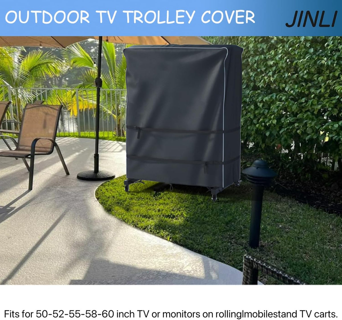 JINLI 55-60 Inch Weatherproof Oxford TV Trolley Cover for Rolling Stand - Image 5