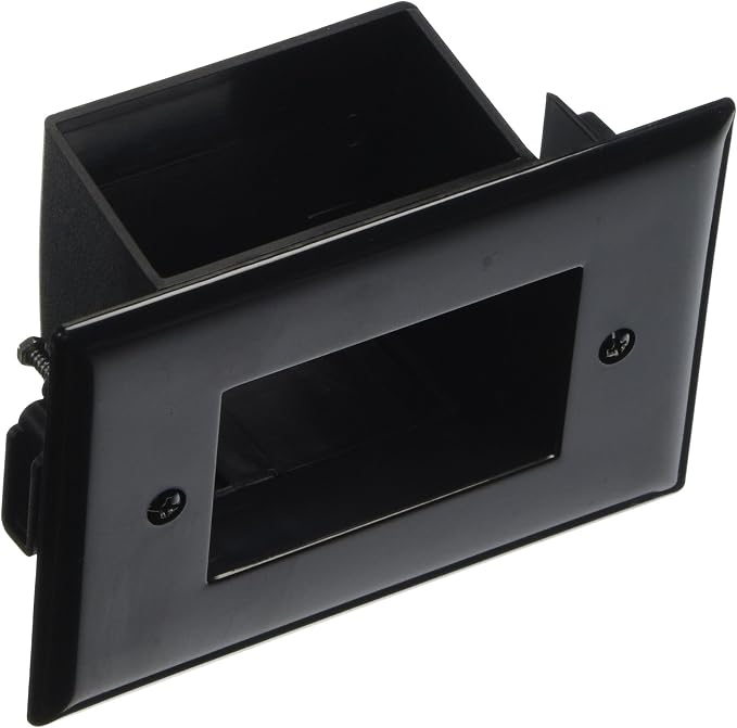 DATA COMM Electronics 45-0008-BK Easy-Mount Recessed Low-Voltage In Wall Plate Cable Pass Through, Slim Profile, Fits Behind Ultra-Thin TV Mounts, TV Cord Hider, Black by DATACOMM
