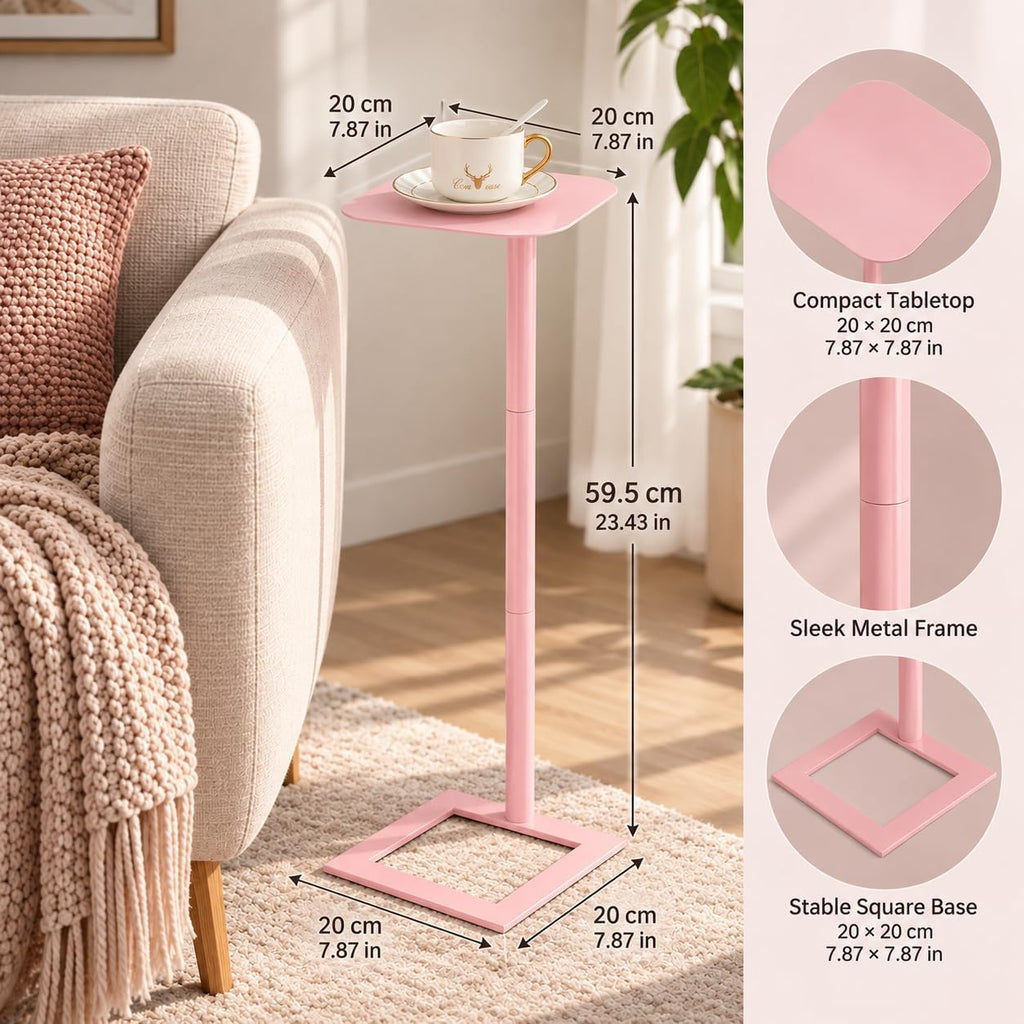 Modern Stable C Table End Table, 23.4" Tall, Medium, Pink - Image 3