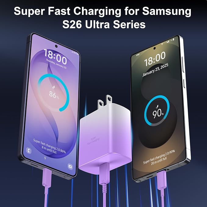 45W USB C Super Fast Charger Type C Charger Fast Charging Android Phone Charger Block with 10FT Type C Charging Cable for Samsung Galaxy S26 Ultra/S26/S26+/S25/S25 Ultra/S25+/S24 Ultra/S23 Ultra/S22 - Image 5