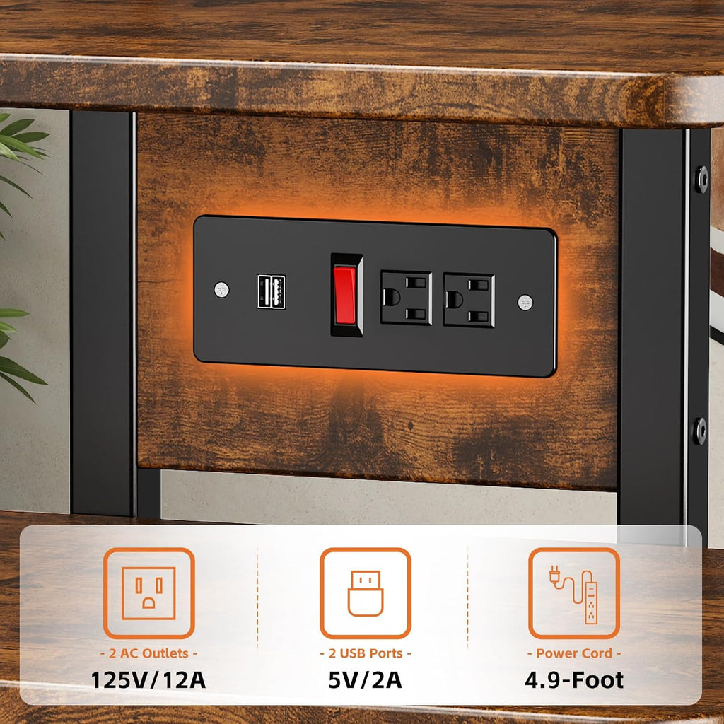 Mobile AV Media Stand with Outlets and 4 Rolling Caster Wheels - Image 4