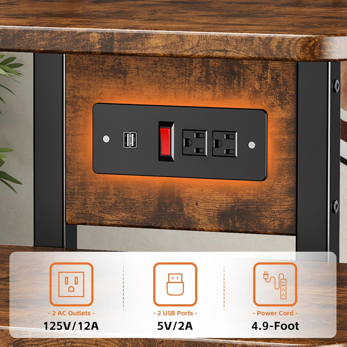 Mobile AV Media Stand with Outlets and 4 Rolling Caster Wheels - Image 4