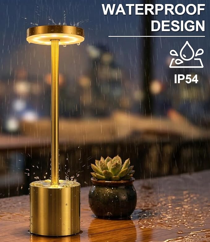 Swinerton Cordless Table Lamp Set of 2, Gold 5000mAh Rechargeable Battery Operated Lamps, Wireless 3 Color Dimmable Touch Lamp Table Light for Restaurant Dining Patio Outdoor, Home Decor - Image 8