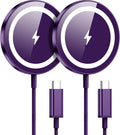 for Apple Mag-Safe Charger 2 Pack, Magnetic Wireless Charger, Violet | Made for iPhone 17/17 Pro/17 Pro Max/Air/16 15 14 13 12 Pro Max Plus mini, Charging Pad for Airpods Pro 3 2,Strong Magnet by WRVVR