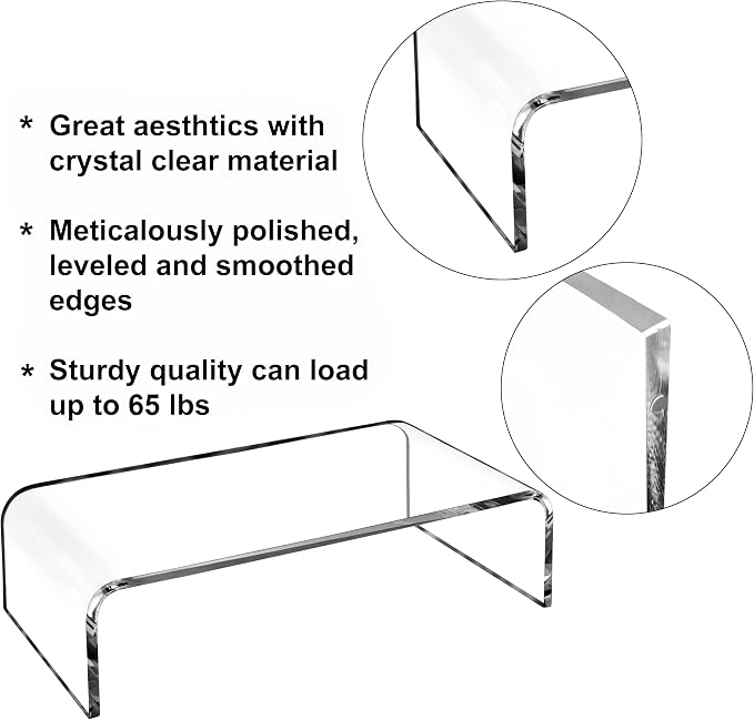 AMT Premium Acrylic Clear Monitor Stand Laptop/PC/Multimedia Monitor Riser for Home Office - Image 7