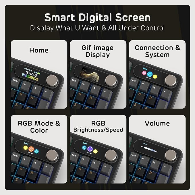 RK ROYAL KLUDGE S98 Wireless Mechanical Keyboard w/Smart Display & Knob | 96% RGB Wireless Gaming Keyboard BT/2.4G/USB-C, Hot Swappable Custom Keyboards, Creamy Sound Silent Computer Keyboard - Image 3