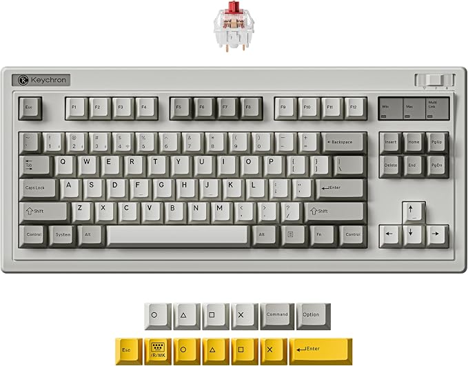 Keychron R3 Retro 80% TKL Wireless Mechanical Keyboard | Hot Swappable RGB Linear Red Switch, QMK Tri-Mode(2.4 GHz/Bluetooth/Wired), Compatible with Mac PC Linux by Keychron