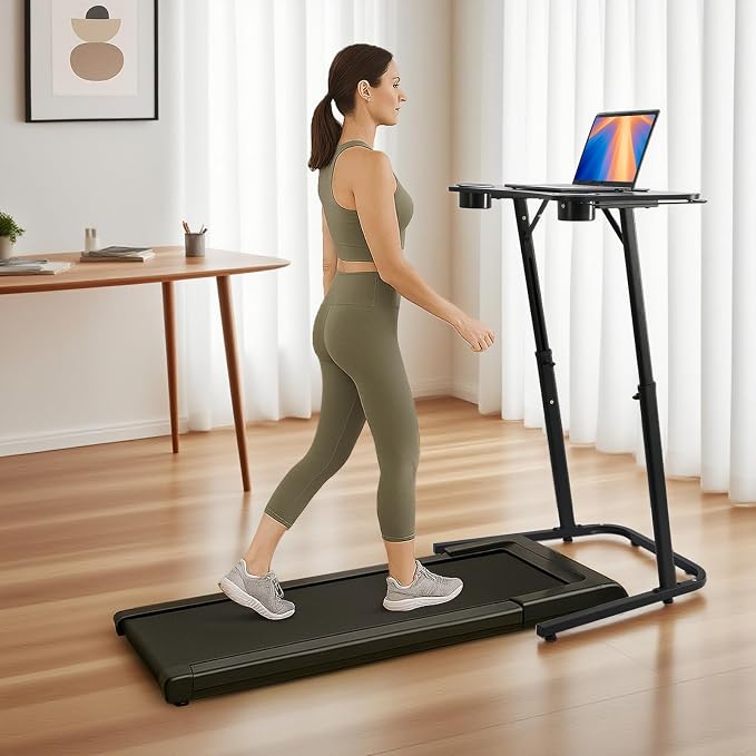 Treadmill Desk, Small Standing Desk for Walking Pad, 30-47 Inch Adjustable Height Walking Pad Stand for Treadmill, Portable Standing Table for Bike and Home Office Work - Black - Image 2