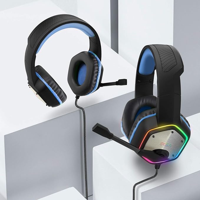 EKSA E1000 Gaming Headset, Computer Headphones with Noise Canceling Mic & RGB Light, 7.1 Surround Sound, Compatible with PC, PS4 PS5 Console, Laptop (Blue) - Image 6