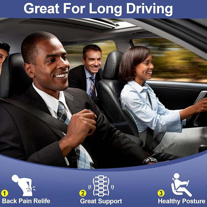 Cooling Lumbar Support Pillow for Car, Memory Foam Car Back Cushion | Cool-Touch Car Seat Back Pillow for Driving, Adjustable Strap, Cool-Touch Ergonomic Lower Back Support Pillow, Office Chairs - Image 7