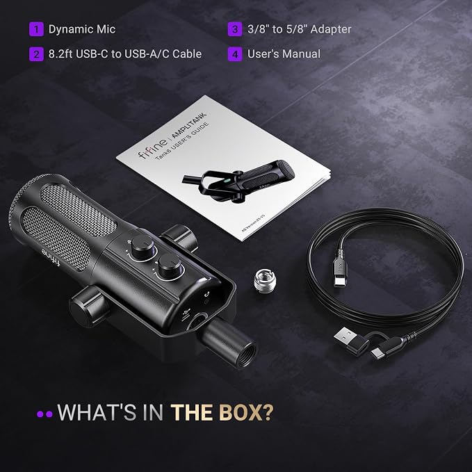FIFINE AmpliTank TANK6 USB/XLR Dynamic Podcast Microphone for Vocal | Home Studio Streaming Mic, Mute Button, Monitoring Headphone Jack, Gain Knob, Metal Material, for Broadcast Recording - Image 9