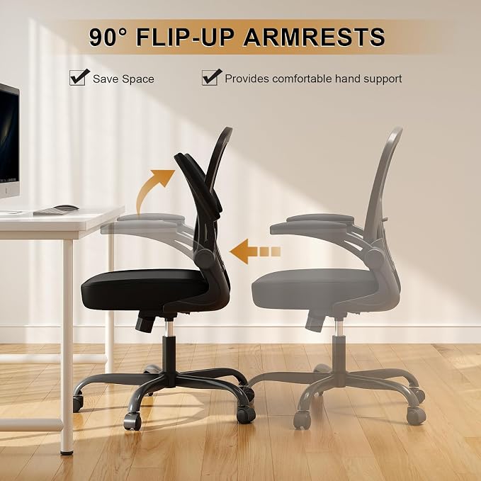 Office Chair|Ergonomic Desk Chairs (Pack of 2) | Flip-up Armrests,Mesh Computer Chair,High Back,Comfy Work,Adjustable Lumbar Support - Image 5