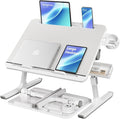 SONGMICS Bed Laptop Desk, Foldable Bed Desk for Laptop, 15.7 x 22 Inches Large Desktop, 120° Stepless Tilt, Adjustable Height, Cup Holder, Tray, Portable Bed Sofa Table, Gray ULLD113GZ01 by Unknown