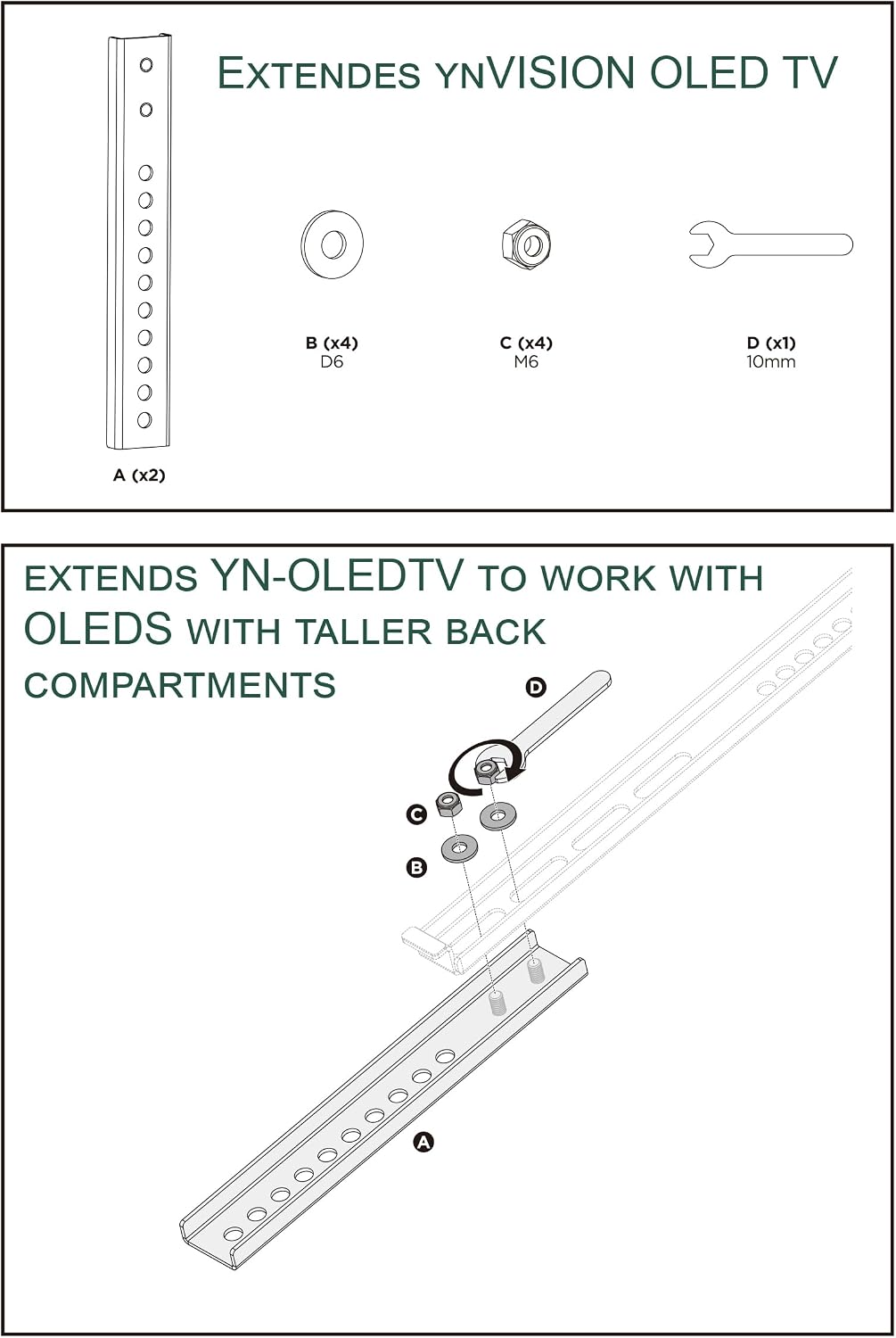 ynVISION Vertical VESA Extension Arms for YN-OLEDTV Slim TV Wall Mount - Image 5