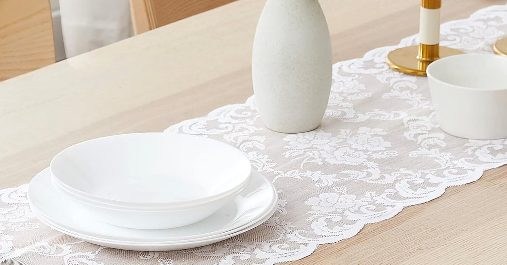 Warm Home Designs 96 Inch White Lace Wedding Table Runner. MTR White 96 - Image 4