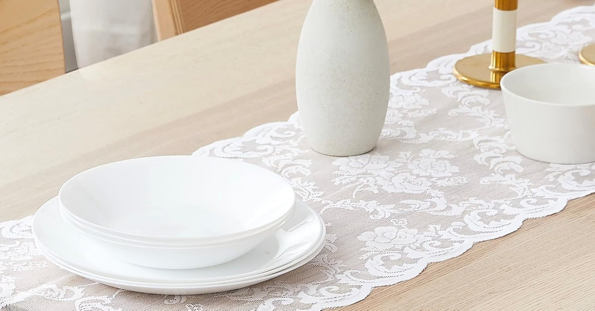 Warm Home Designs 96 Inch White Lace Wedding Table Runner. MTR White 96 - Image 4