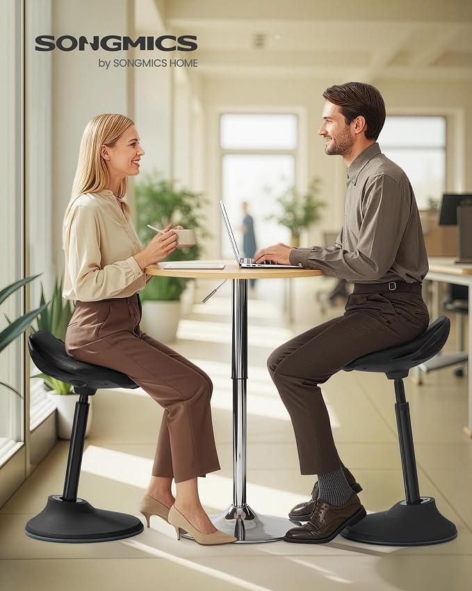 SONGMICS Ergonomic Wobble Stool, Height Adjustable Swivel Balance Chair | Standing Desk Stool, 23.6-33.3 Inches, Non-Slip Base, Standing Chair, for Office, Home, Ink Black, ACTIVO Collection UOSC12BK - Image 3