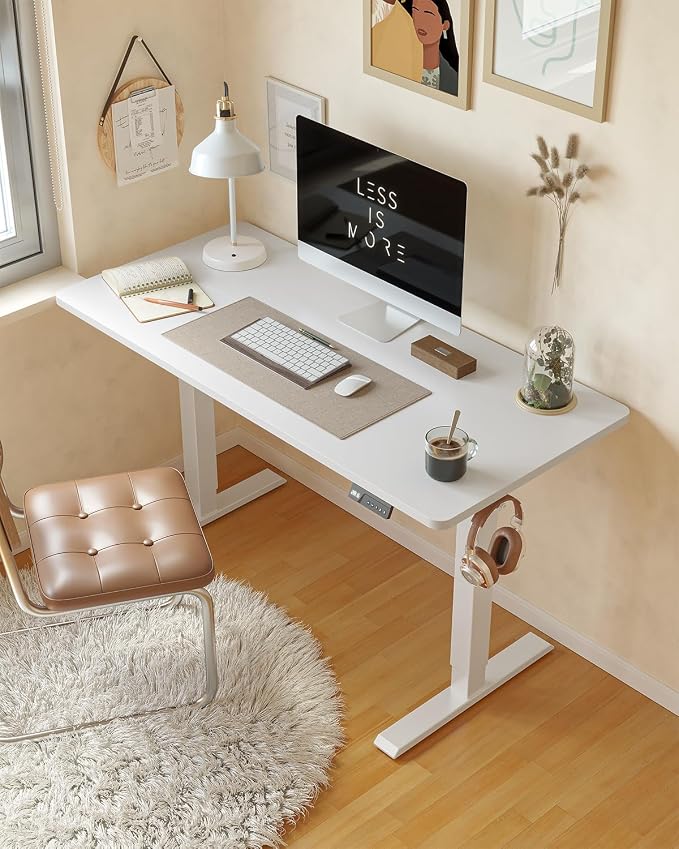 CubiCubi 63 x 28 Large Standing Desk, Height Adjustable Electric Computer Desk, 28" Deep Desktop, Sit Stand up Home Office Workstations with Preset Heights, White - Image 2