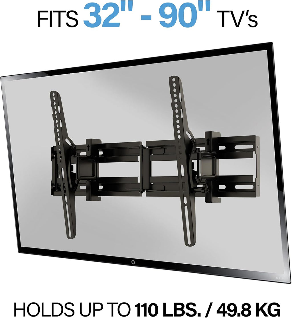 SANUS Extendable Tilting TV Wall Mount for 32”–90” TVs up to 110 lbs – 5.2” Extension for Easy Cable Access and Added Tilt, Tool-Free Tilt to Reduce Glare, Low Profile Design - Image 2
