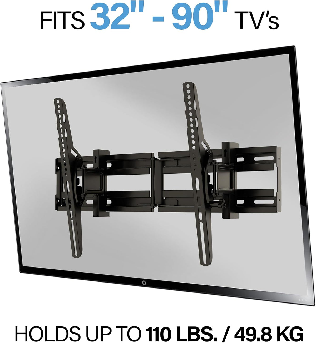 SANUS Extendable Tilting TV Wall Mount for 32”–90” TVs up to 110 lbs – 5.2” Extension for Easy Cable Access and Added Tilt, Tool-Free Tilt to Reduce Glare, Low Profile Design - Image 2