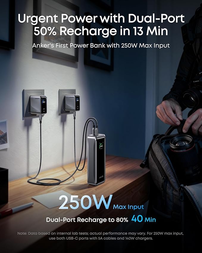 Anker Prime Power Bank, 26,250mAh 300W Fast Charging | 3-Port Portable Charger, Two-Way Charging, TSA-Approved, App Control, for MacBook, iPhone 17 / 16 Series (Base Not Included) - Image 5