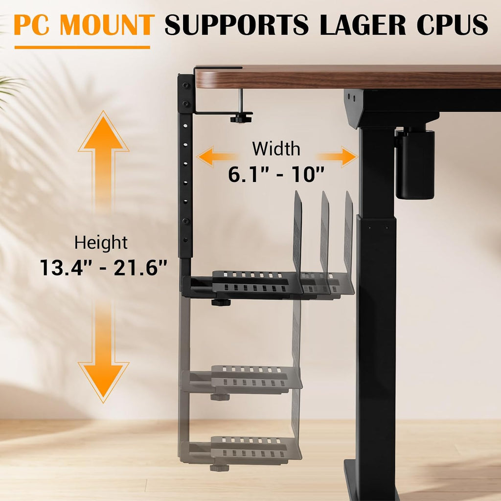 Hicarer Under Desk PC Mount Clamp on PC Tower Stand Adjustable No Drilling - Image 2