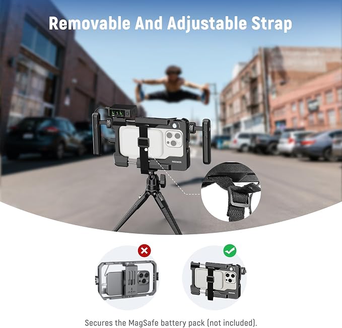 NEEWER Universal Smartphone Video Rig with Handles 67mm Filter Adapter Anti Drop Cold Shoe Compatible with DJI Mic iPhone Samsung Galaxy Android, Phone Cage Stabilizer for Video Recording, PA017 | Anti Drop Cold Shoe Compatible with DJI Mic iPhone Sams... - Image 5