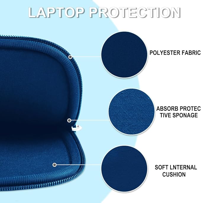 Laptop Sleeve Case 14 inch, Shockproof Protective Laptop Cover Briefcase Carrying Computer Bag with Accessory Pocket Portable Computer Sleeve for 14" MacBook, HP, Dell, Lenovo, Acer, Blue - Image 5