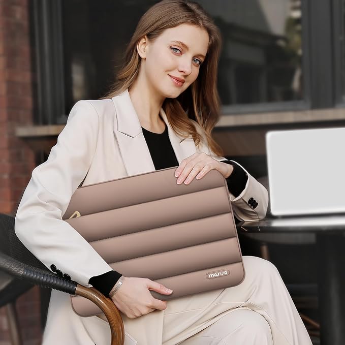 MOSISO Laptop Case 16 inch, 15-15.6 inch Puffy Laptop Sleeve Carrying Case | Compatible with MacBook Pro 16, HP Dell ASUS Acer Toshiba Lenovo, Polyester Horizontal Bag with Small Case, Brown - Image 6