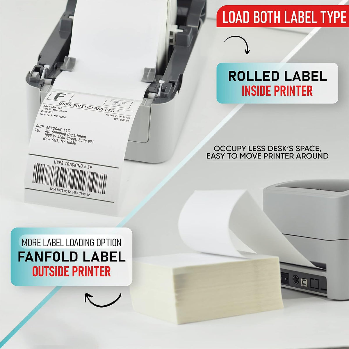 Arkscan 2054K-AP Auto Peel Shipping Label Printer, Separate Label from Backsheet Automatically, Print on Windows Mac Chromebook on USB, Wireless When Connect to Bluetooth-Enabled Windows iOS Android - Image 7