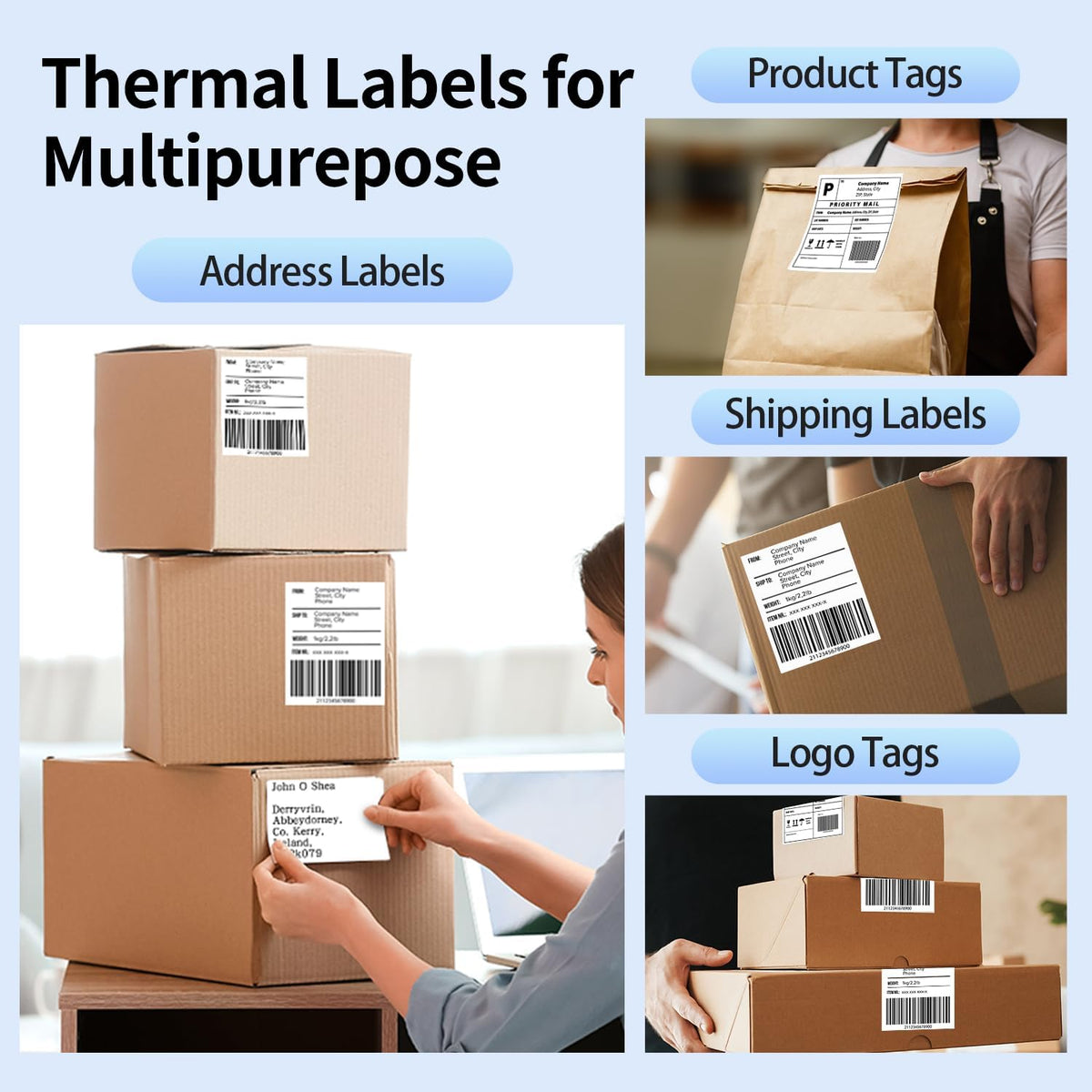 Phomemo Genuine 4X6 FanFold Thermal Shipping Label 500 Labels per Stack - Image 5