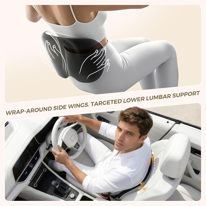 BEBAS Ergonomic Memory Foam Lumbar Support Pillow for Car, BlackGray | Back Support for Lower Pain Relief, Lumbar Cushion with Fixed Ring, Breathable Washable Cover, Fits for Driving, Office - Image 9