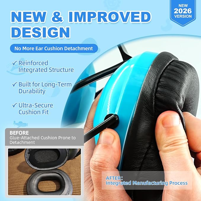 ZOHAN Kids Ear Protection 2 Pack, 25dB NRR Noise Cancelling Headphones for Kids, with Pillowy Pads, for Monster Truck, School, Autism, Sensory, Fireworks, Concerts, Events (Blue+Green) - Image 2