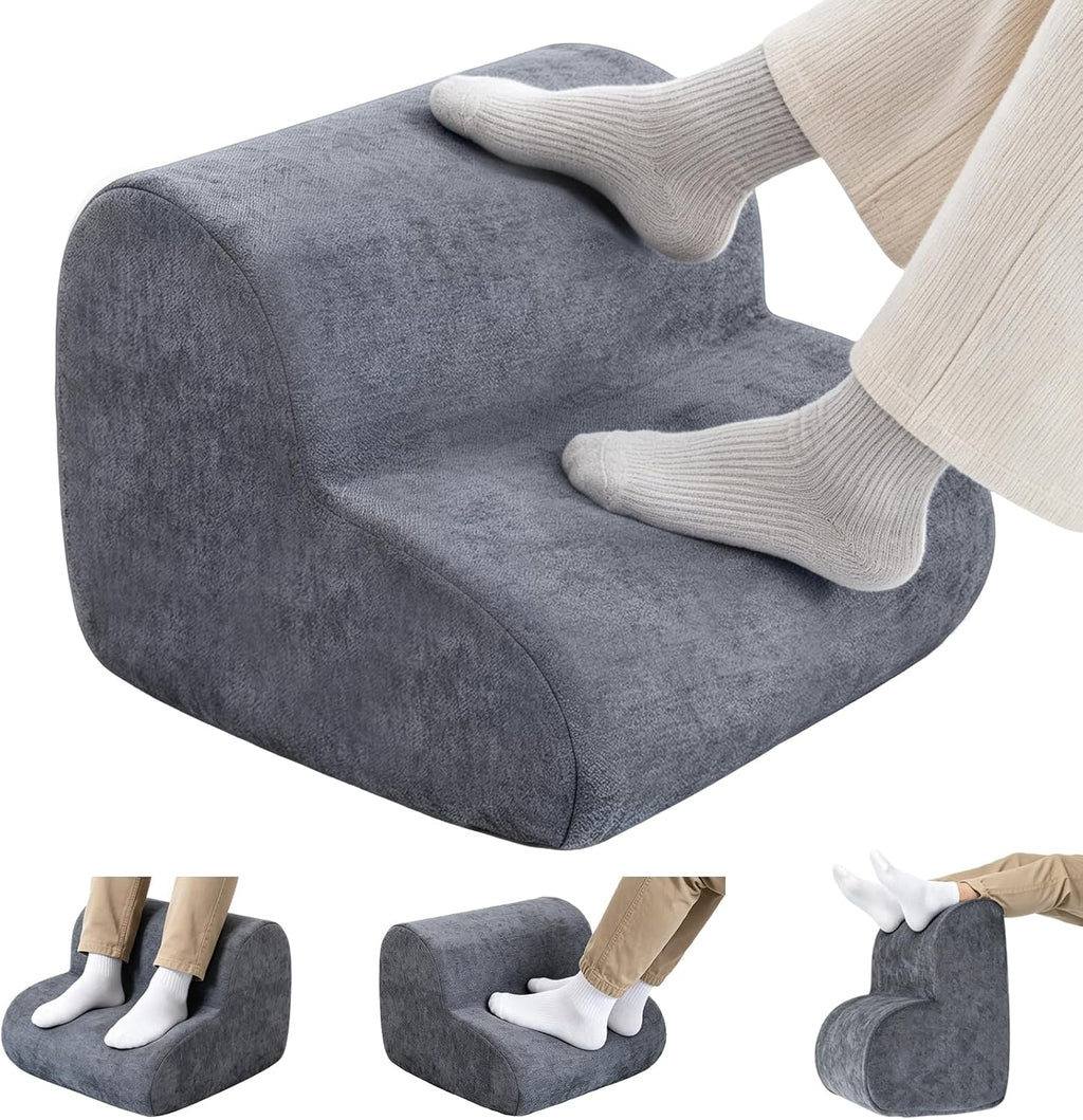 Foot Rest for Under Desk at Work,Ergonomic 2-Height Sponge Foot Stool for Office, Home,Sofa & Gaming Chair, Desk Accessories Footrest Cushion to Support Legs,Relax Ankles & Relieve Pain(A-Dark Gray) by GOOYIAM