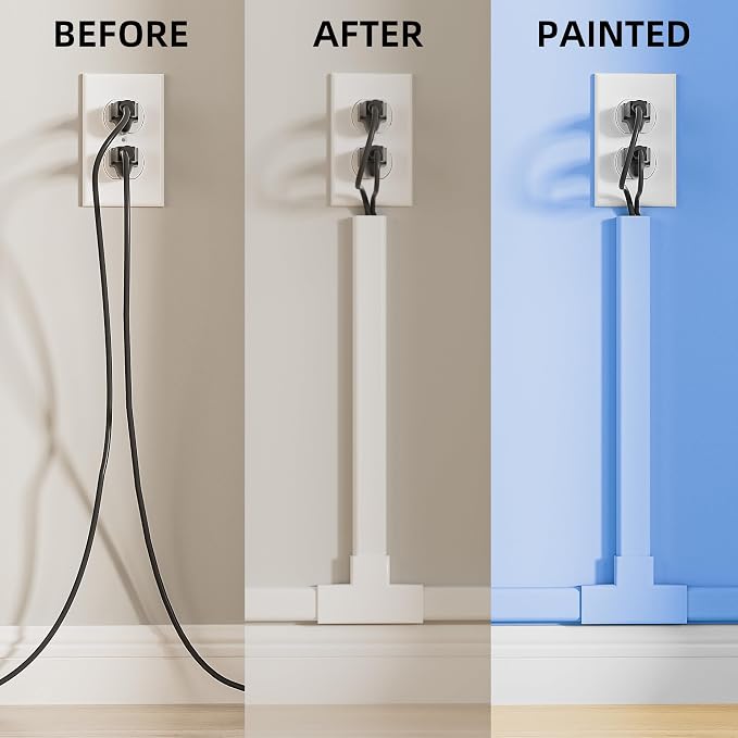 Delamu Large 142in Cord Hider for 3-4 Cords, Cord Covers for Wires on Wall, Easier Install Wire Covers for Cords on Wall, Cable Wire Hider, Cable Cover Management Raceway, W1.18 H0.63in, White - Image 4