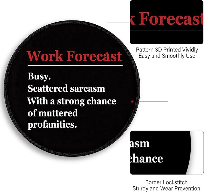Funny Work Mouse Pad, Small Round Mousepad for Desk, Laptop | Mini Travel Wireless Mice Pad for Computer, Office Accessories, Coworker Gifts, 8.6 x 8.6 inch - Image 5