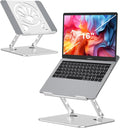 Adjustable Aluminum Laptop Stand for Desk,Ergonomic Riser, Silver | Open Ventilated Design, Fits MacBook Pro/Air & 10"-16" Laptops, Stable Support for Office, Home & Travel by Axbima