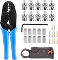 1Set BNC Crimp Tool, Rotary Coaxial Cable Stripper for RG58 with 10pcs BNC Plug Crimp Connector Set by KingBra