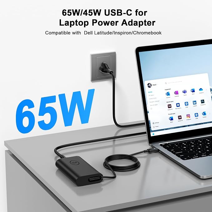 65W 45Watt USB C Charger Compatible with Dell Latitude 5520 5420 5320 5430 7420 7390 7320 7400 XPS 13 15 Chromebook 3100 Computer Fast Charging Type C Power Supply Cord - Image 3